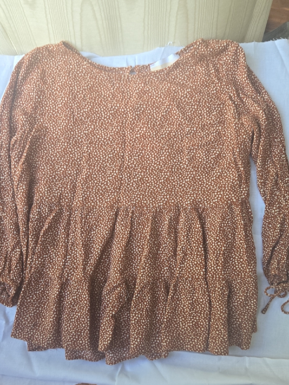 Women's Rust Peplum Dot Tunic Top